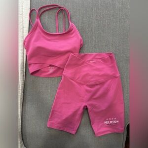 Peloton‎ Fuchsia Activewear Set biker shorts sports athletic bra